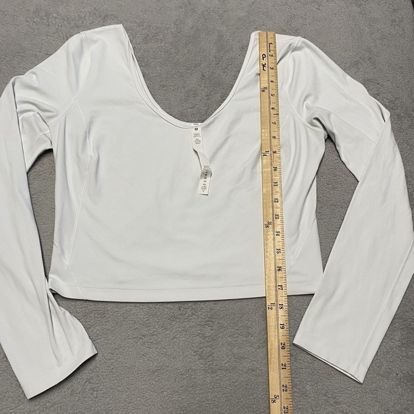 Lululemon Align Long Sleeve Shirt Womens 10 White V Neck NULU Tight Cropped - Picture 3 of 7